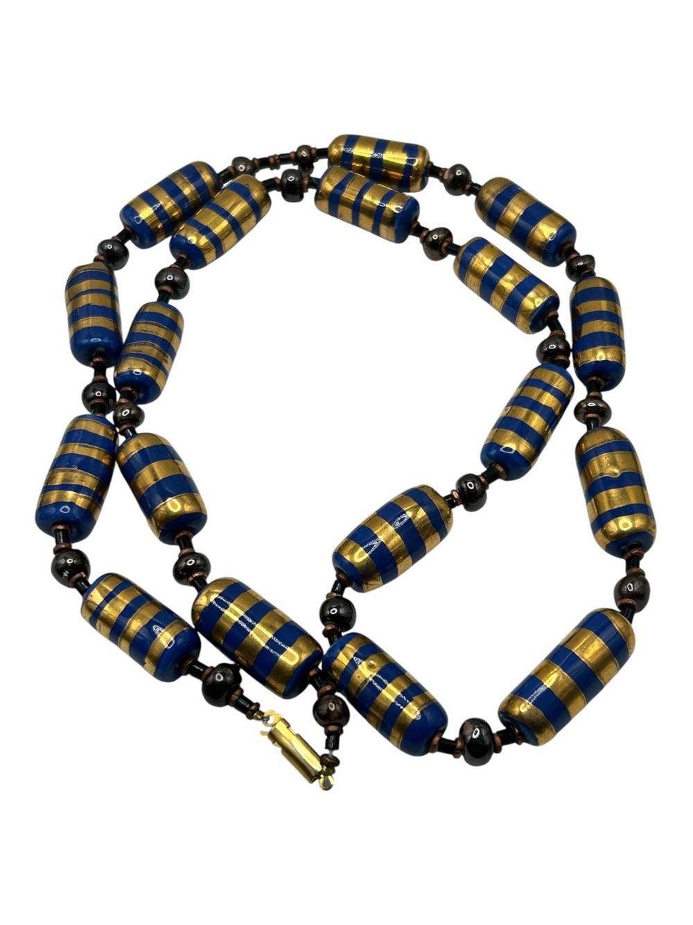 Vintage Egyptian Revival Long Ceramic Bead Necklace